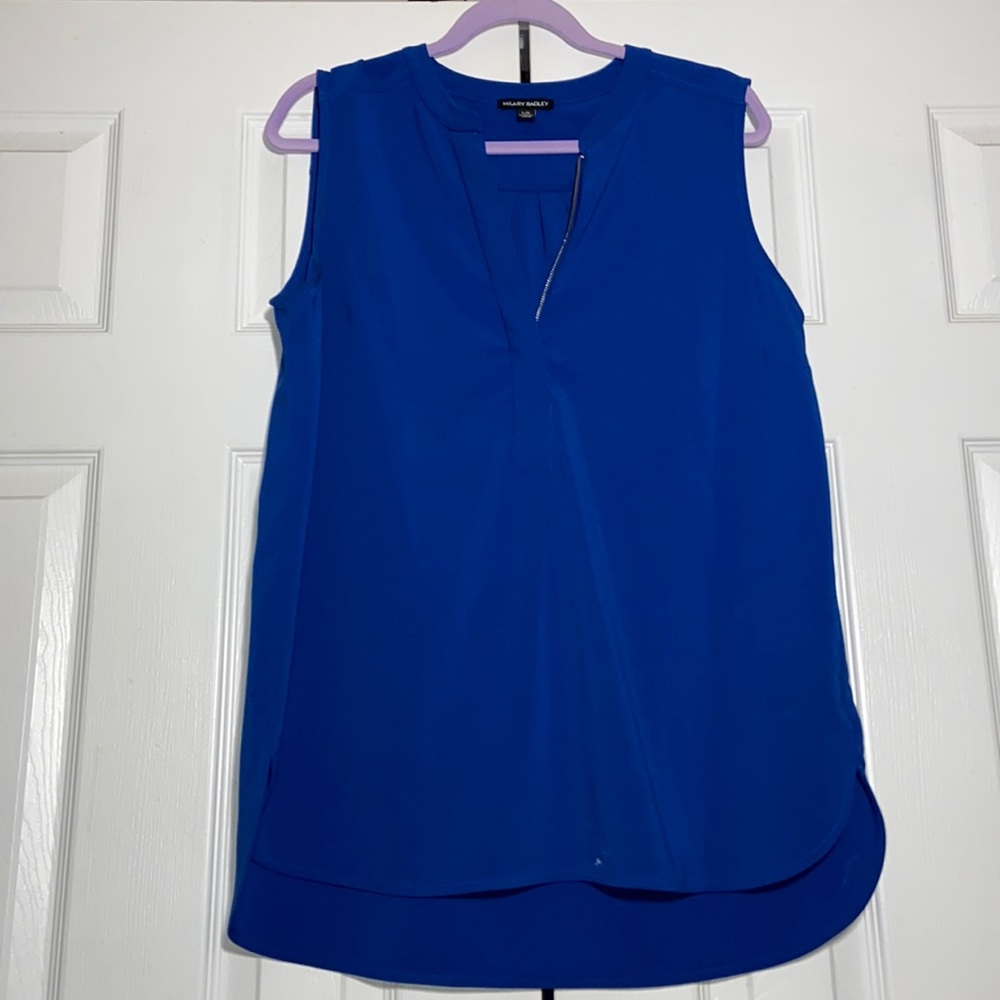 Hilary Radley Sleeveless Cobalt Blue Top Zip Front